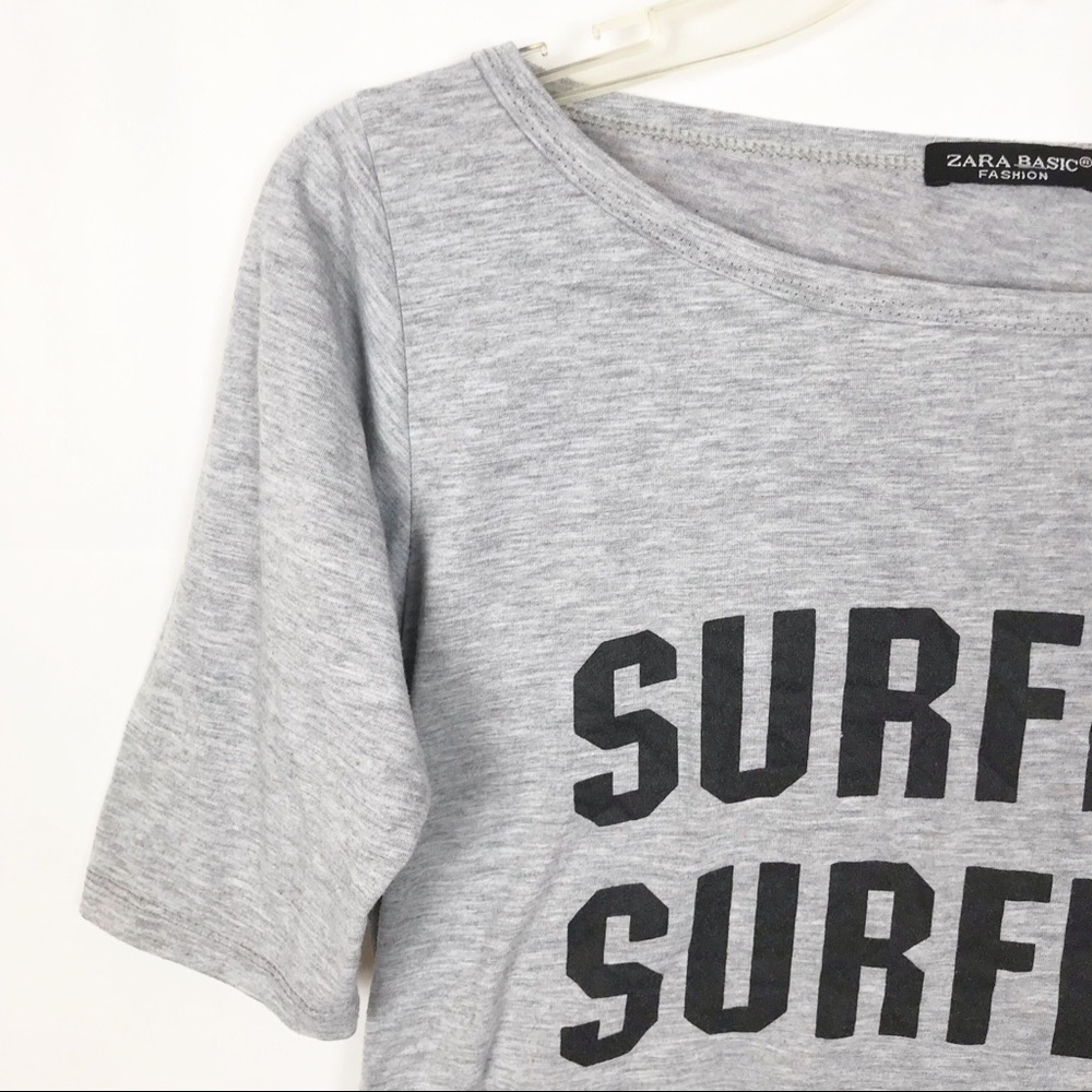 🌺ZARA Basic Graphic Crop T-shirt-Gray - Picture 3 of 5